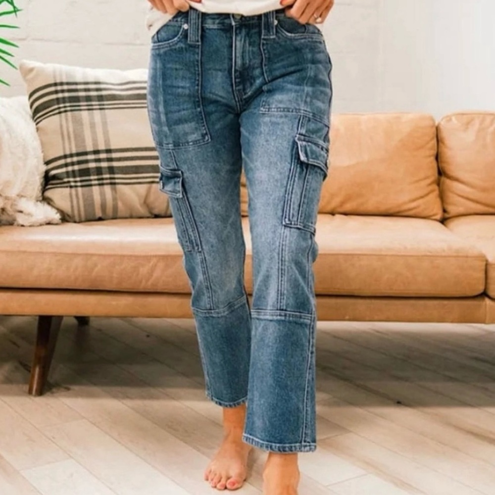 KanCan Denim Cropped Cargo Jeans